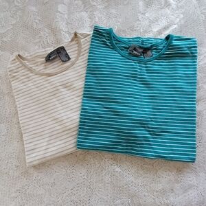 (2) VINTAGE STRIPED LIZWEAR TOPS LARGE 100% COTTON *PLEASE SEE MEASUREMENTS*
